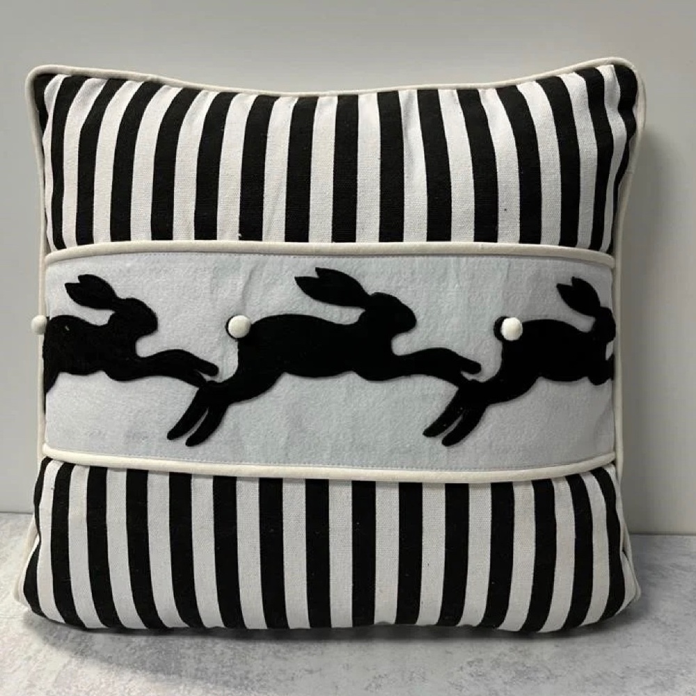 Black & White striped Bunny Pillow